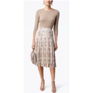 Brochu Walker Skirt Pleated Ivory Cream Animal Print Medium M